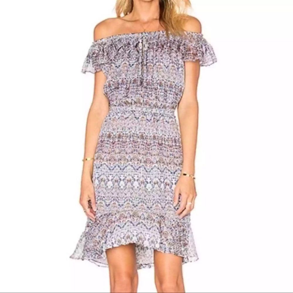 L’AGENCE Off Shoulder Silk Dress Small